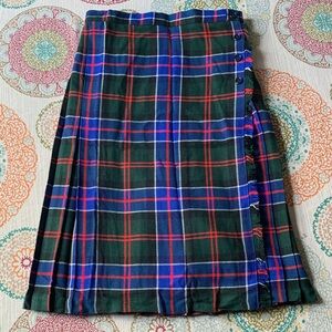 7-Pride Argyle Plaid Button-Down Skirt - Green & Blue 26 Waist